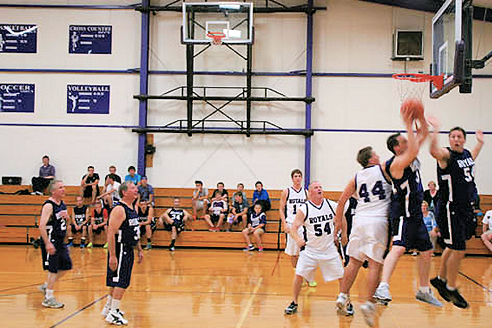 Alumni Playing Basketball